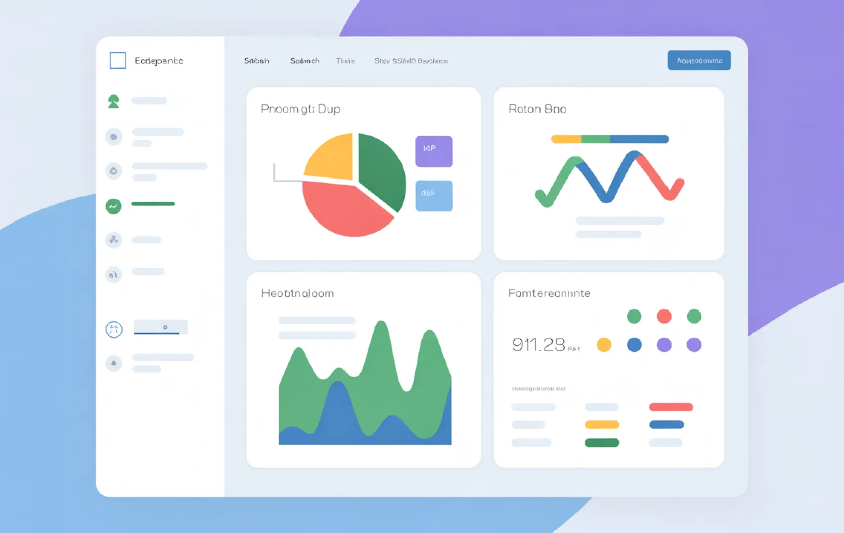 business dashboard with clear charts drill down and mobile layout